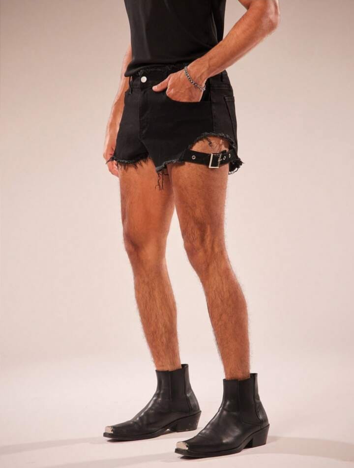 Men's Distressed Pocket Denim Washed Elastic loose Shorts